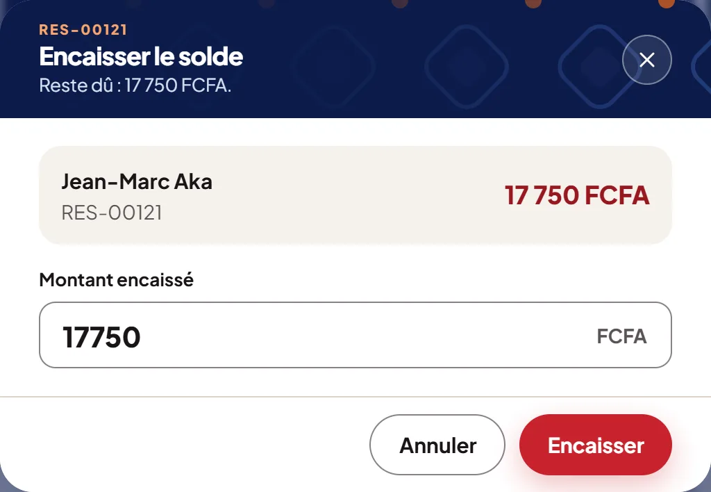 L’encaissement d’un solde.